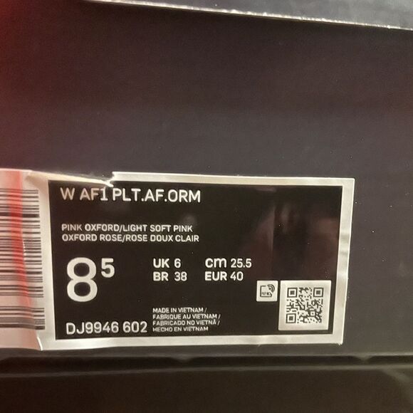 Nike Air Force 1 PLT.AF.ORM Pink Oxford USA Women 8.5/UK 6/EU 40(DJ9946-602) - Picture 11 of 11